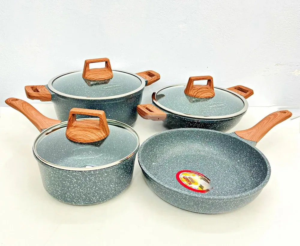 KIAM Die Casting Cookware Set With Glass Lid and Induction Bottom- 7Pcs