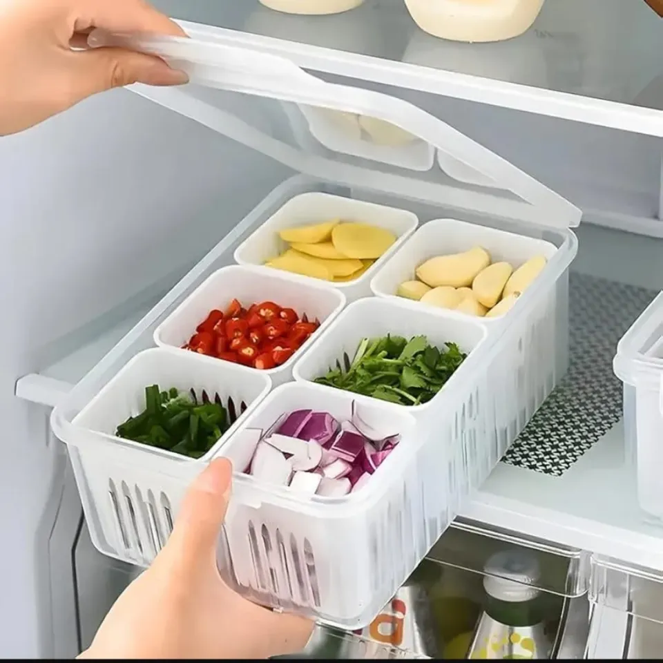6 grid fridge storage box